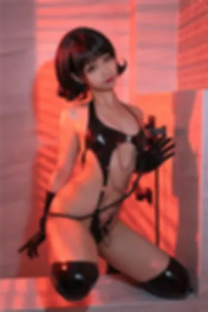 [Cosplay]角色扮演 假发 黑色皮质 情趣内衣 魅魔