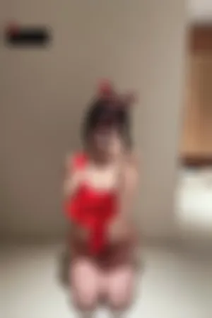 [WeiboGirl]微博红人 私房性感红色高叉连体衣 红色蝴蝶结