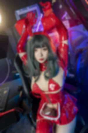 [Cosplay]角色扮演 红色 皮质兔女郎服饰 暗黑兔女郎