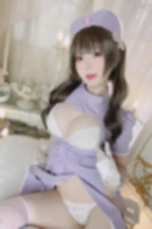 [Cosplay]角色扮演 紫色护士装 白色蕾丝内衣 紫护士