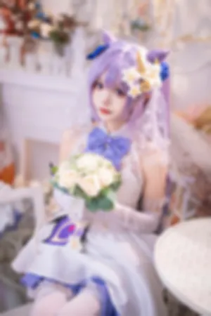 [Cosplay]角色扮演 白色婚纱 白丝袜 刻晴花嫁
