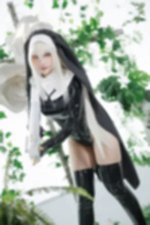 [Cosplay]角色扮演 修女装扮 黑色 皮质连体衣 歌住樱子
