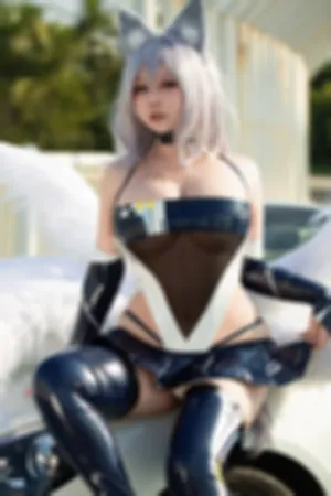 [Cosplay]角色扮演 九尾狐装扮 低胸连体衣 信浓赛车