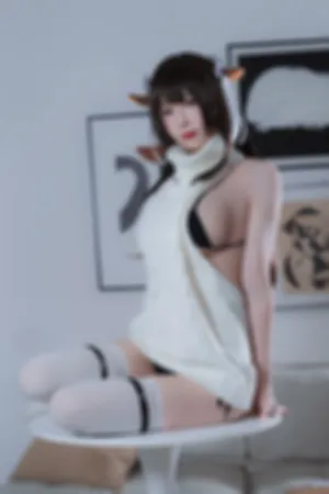 [FuLi]米友福利 白色 开背毛衣 黑色 牛牛毛衣