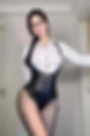 [FuLi]米友福利 性感白T 黑色 高叉服饰 超薄黑丝 黑丝诱惑