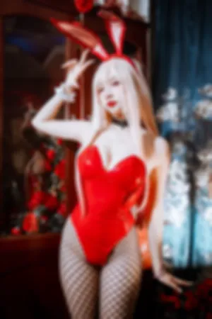 [WeiboGirl]微博红人 红色 皮质连体衣 黑丝网袜 海梦兔女郎