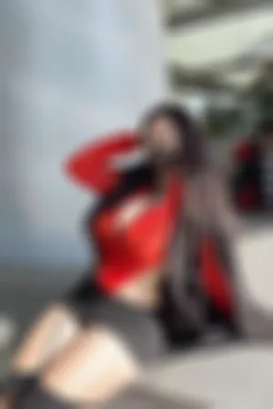 [WeiboGirl]微博红人 性感 红色 薄透连体衣 黑丝吊袜 吊带黑丝