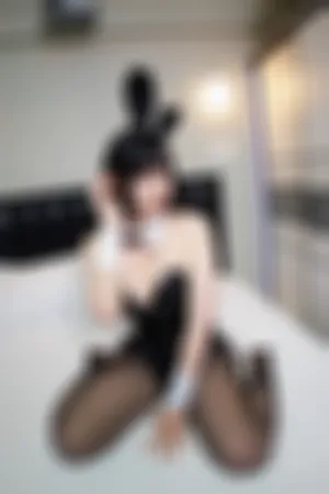 [FuLi]米友福利 黑色 皮质 高叉连体衣 超薄黑丝 黑胶兔兔