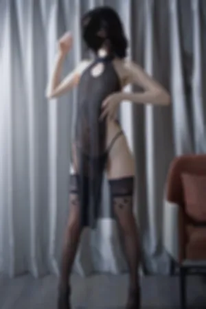 [Cosplay]角色扮演 黑色 薄透旗袍 丁字裤 透明旗袍