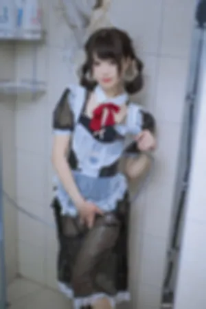 [Cosplay]角色扮演 薄纱女仆长裙 黑丝袜 黑色女仆