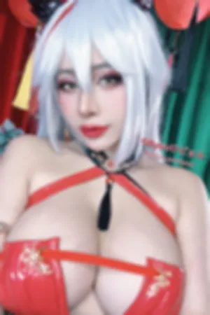 [Cosplay]角色扮演 红色皮质内衣 黑色 蕾丝吊袜 碧蓝航线