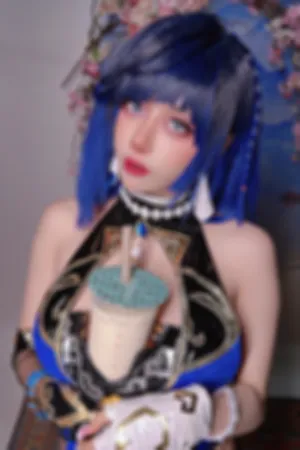 [Cosplay]角色扮演 兔女郎装扮 透明 皮质连体衣 黑丝网袜 Yelan