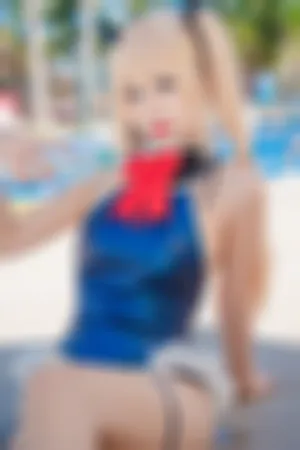 [WeiboGirl]微博红人 泳池边 性感 蓝色连体服饰 玛丽罗斯体操服