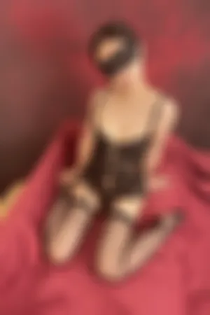 [FuLi]米友福利 黑纱遮面 黑色 蕾丝吊带薄纱 黑丝吊袜 云月_A套