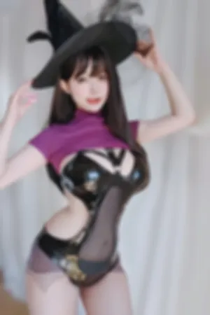 [Cosplay]角色扮演 红色 针织上衣 黑色 皮质连体内衣 魔女的日常