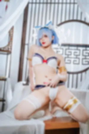 [Cosplay]角色扮演 白色 高开旗袍服饰 性感内衣 白丝袜 蕾姆旗袍