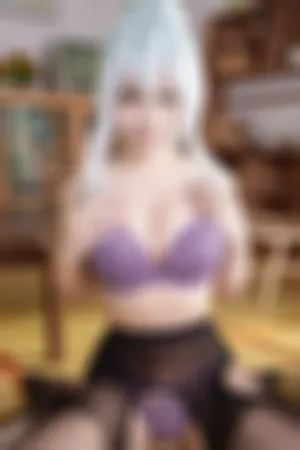 [FuLi]米友福利 紫色 蕾丝内衣 开档黑丝 雪女太太