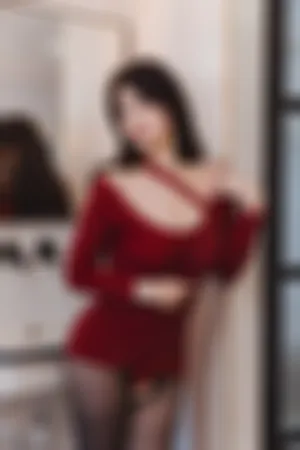 [FuLi]米友福利 红色 连衣短裙 开档黑丝 红裙黑丝小娇妻